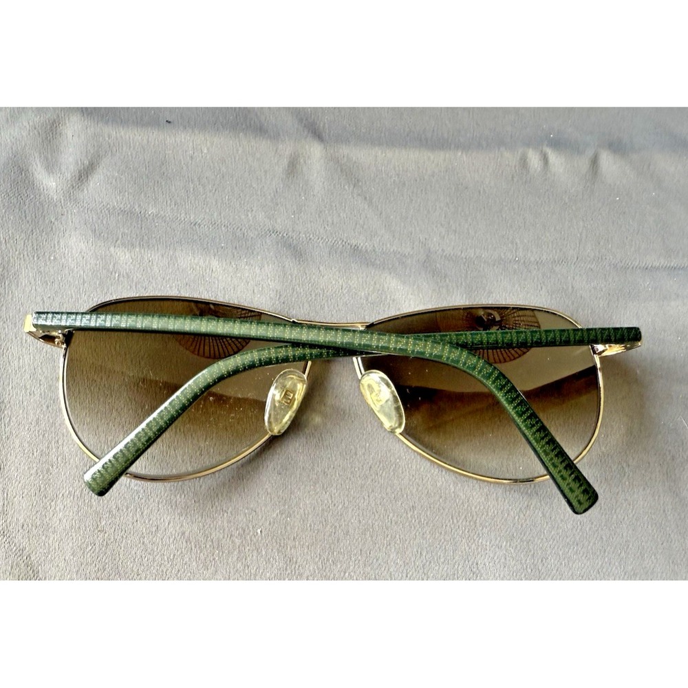 FENDI FS 5194 Aviator Sunglasses Light Gold‎ Green Designer Metal Double Bridge - Picture 2 of 8